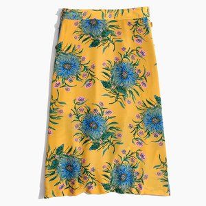 Madewell painted blooms silk side button skirt